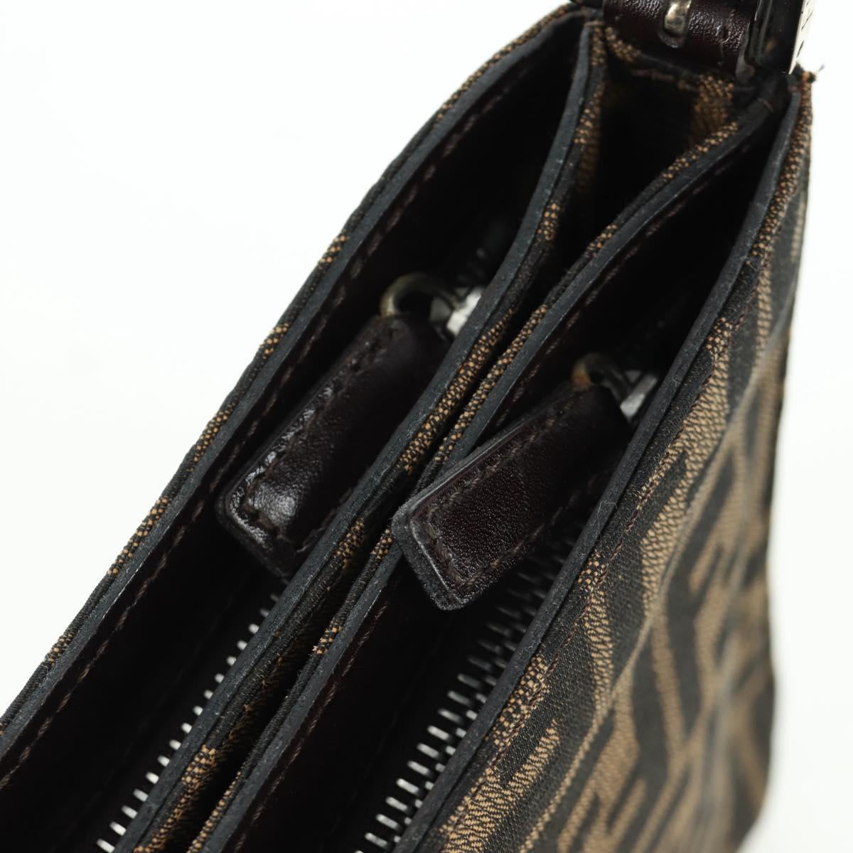 FENDI Zucca Canvas Shoulder Bag Black Brown Auth 172726SAV