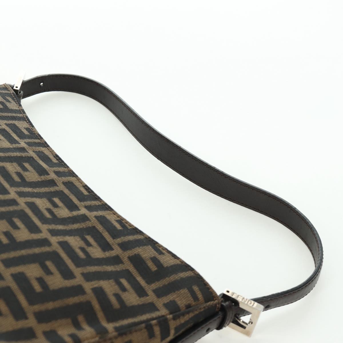 FENDI Zucca Canvas Shoulder Bag Black Brown Auth 172726SAV