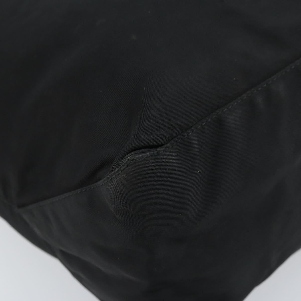 PRADA Tote Bag Nylon Black Silver Auth 172727