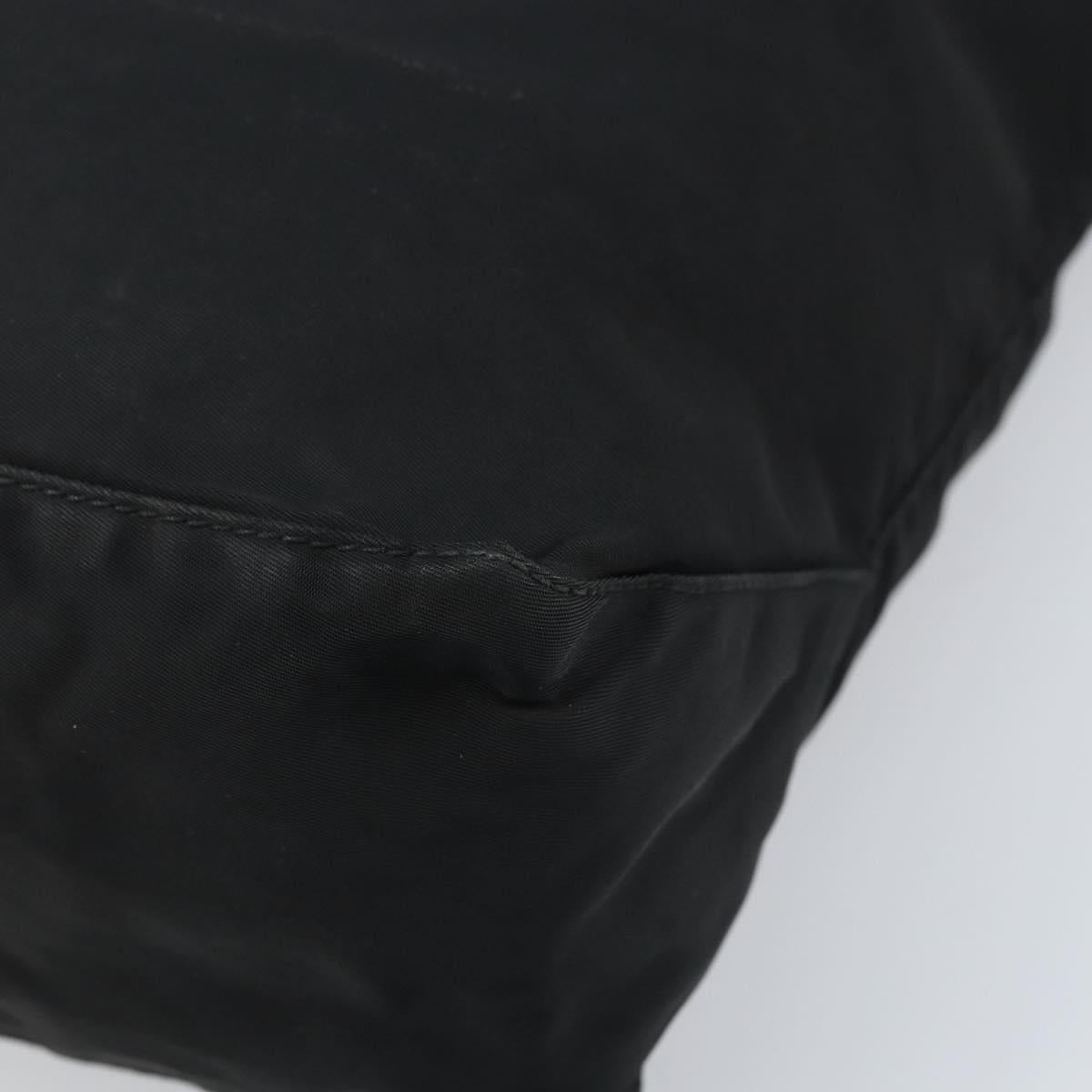 PRADA Tote Bag Nylon Black Silver Auth 172727