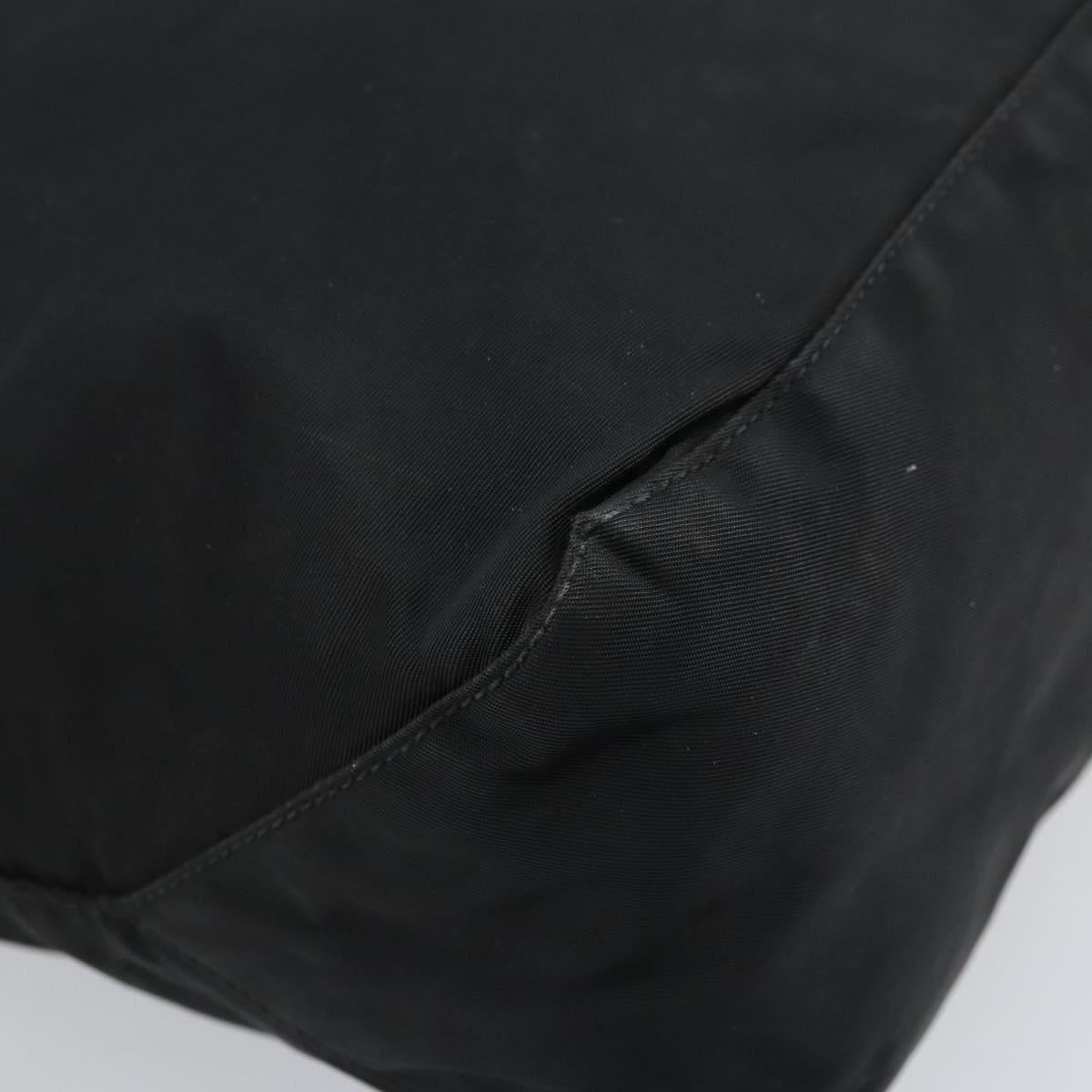 PRADA Tote Bag Nylon Black Silver Auth 172727