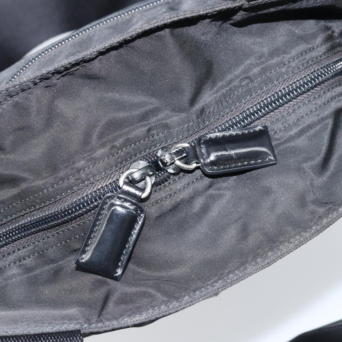 PRADA Tote Bag Nylon Black Silver Auth 172727