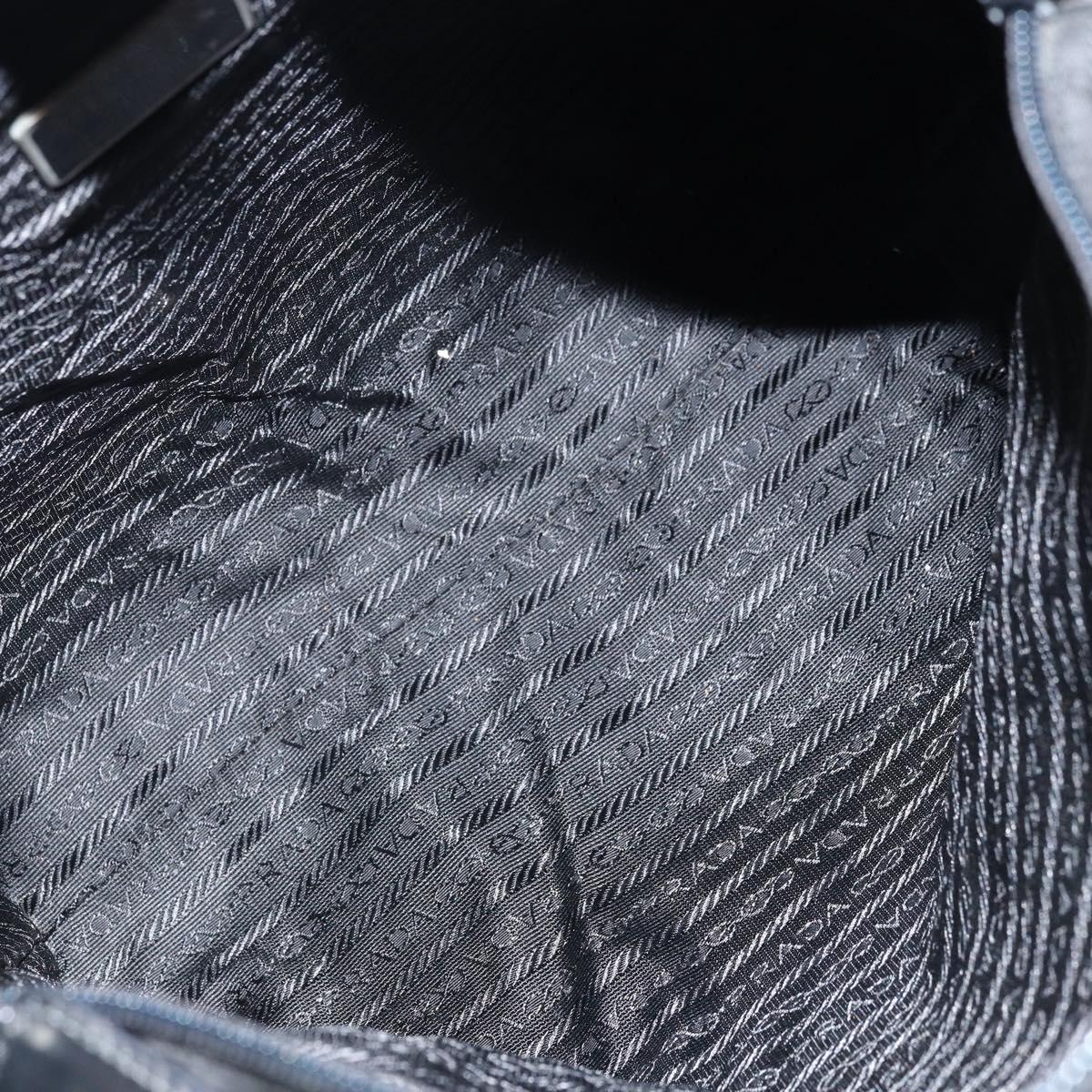 PRADA Tote Bag Nylon Black Silver Auth 172727