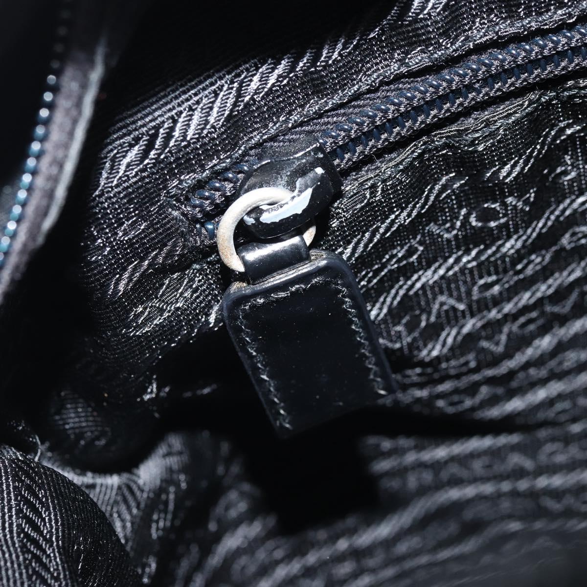 PRADA Tote Bag Nylon Black Silver Auth 172727