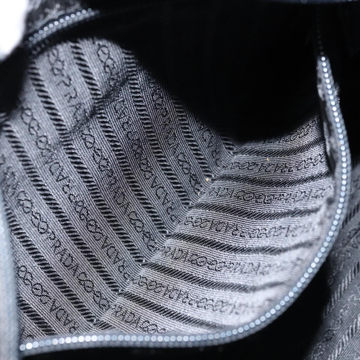 PRADA Tote Bag Nylon Black Silver Auth 172727