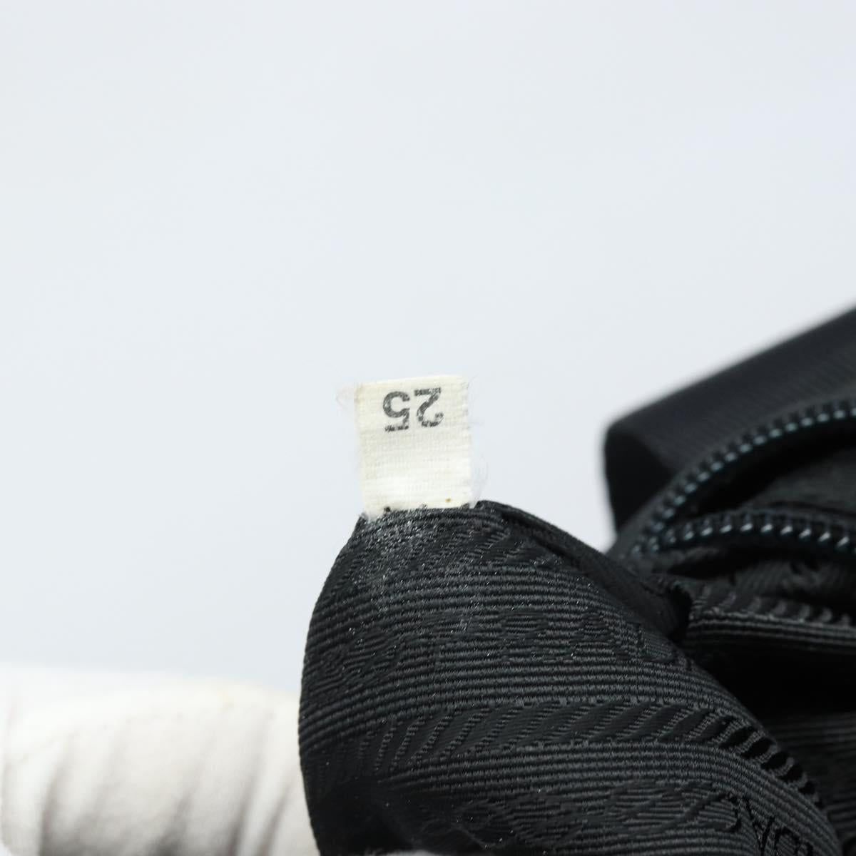 PRADA Tote Bag Nylon Black Silver Auth 172727