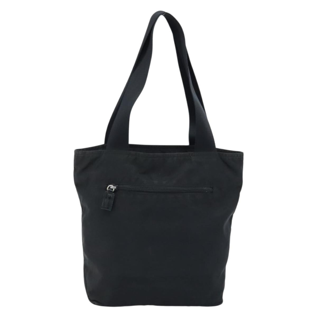 PRADA Tote Bag Nylon Black Silver Auth 172727