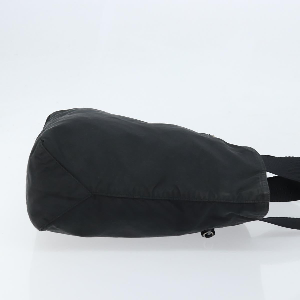PRADA Tote Bag Nylon Black Silver Auth 172727