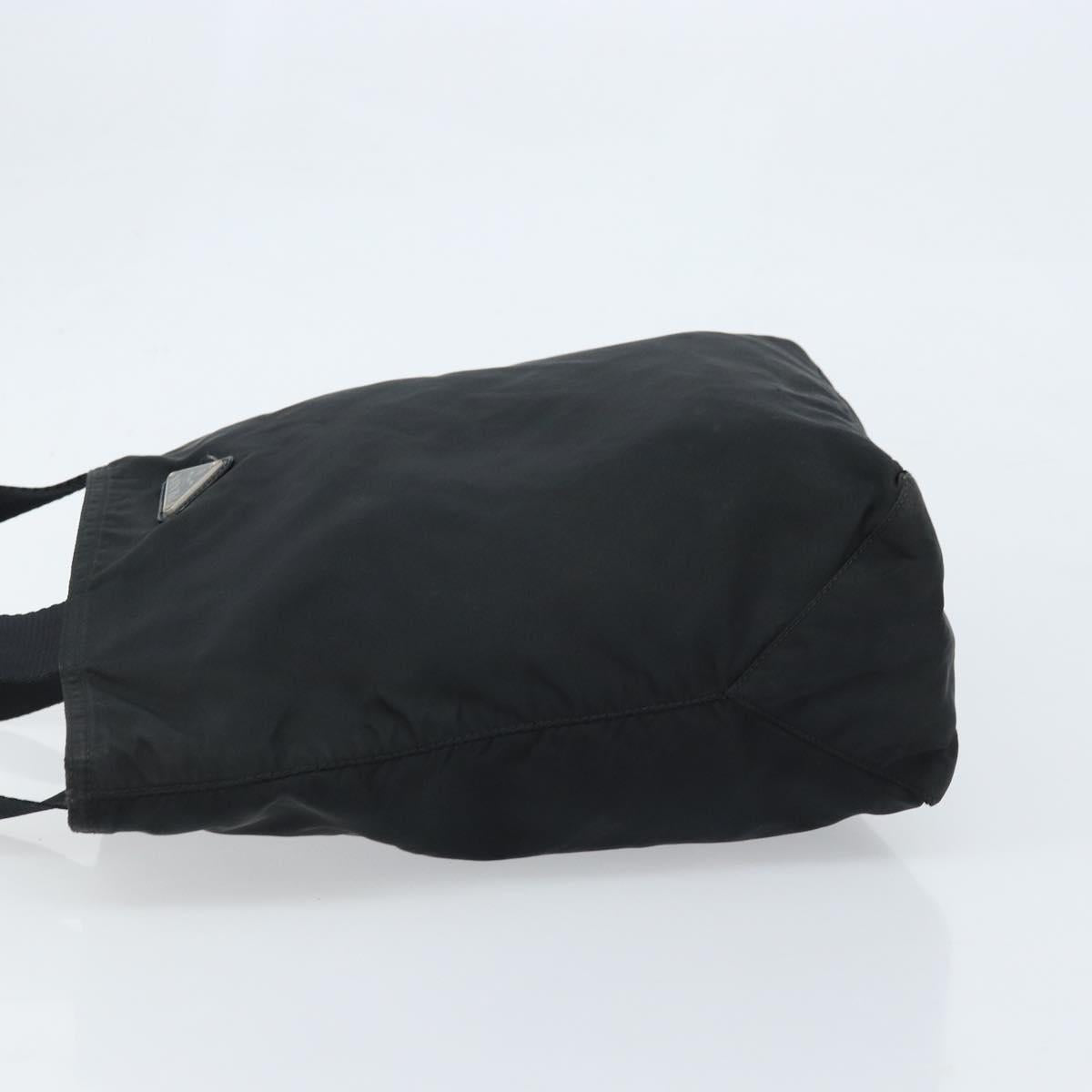 PRADA Tote Bag Nylon Black Silver Auth 172727