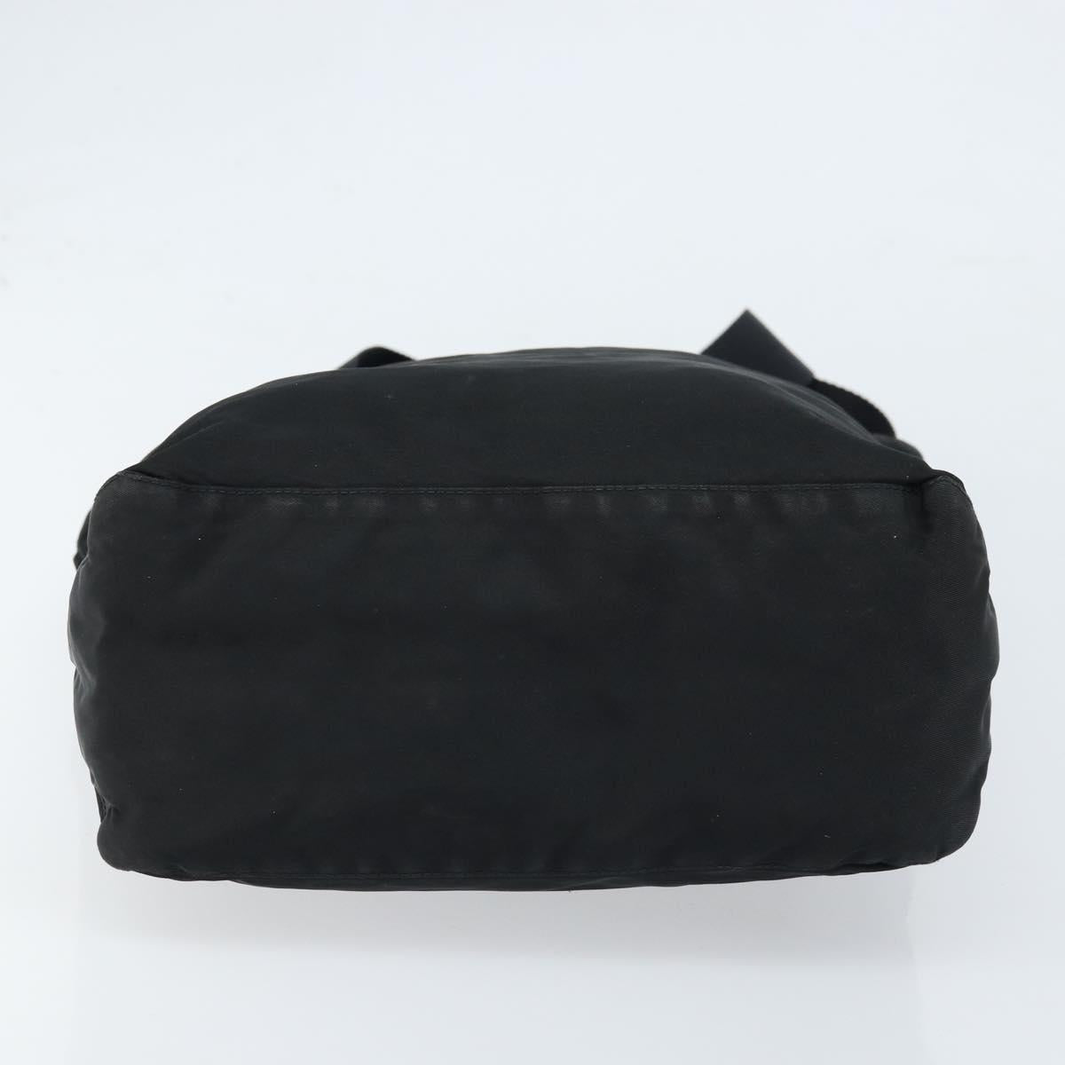 PRADA Tote Bag Nylon Black Silver Auth 172727