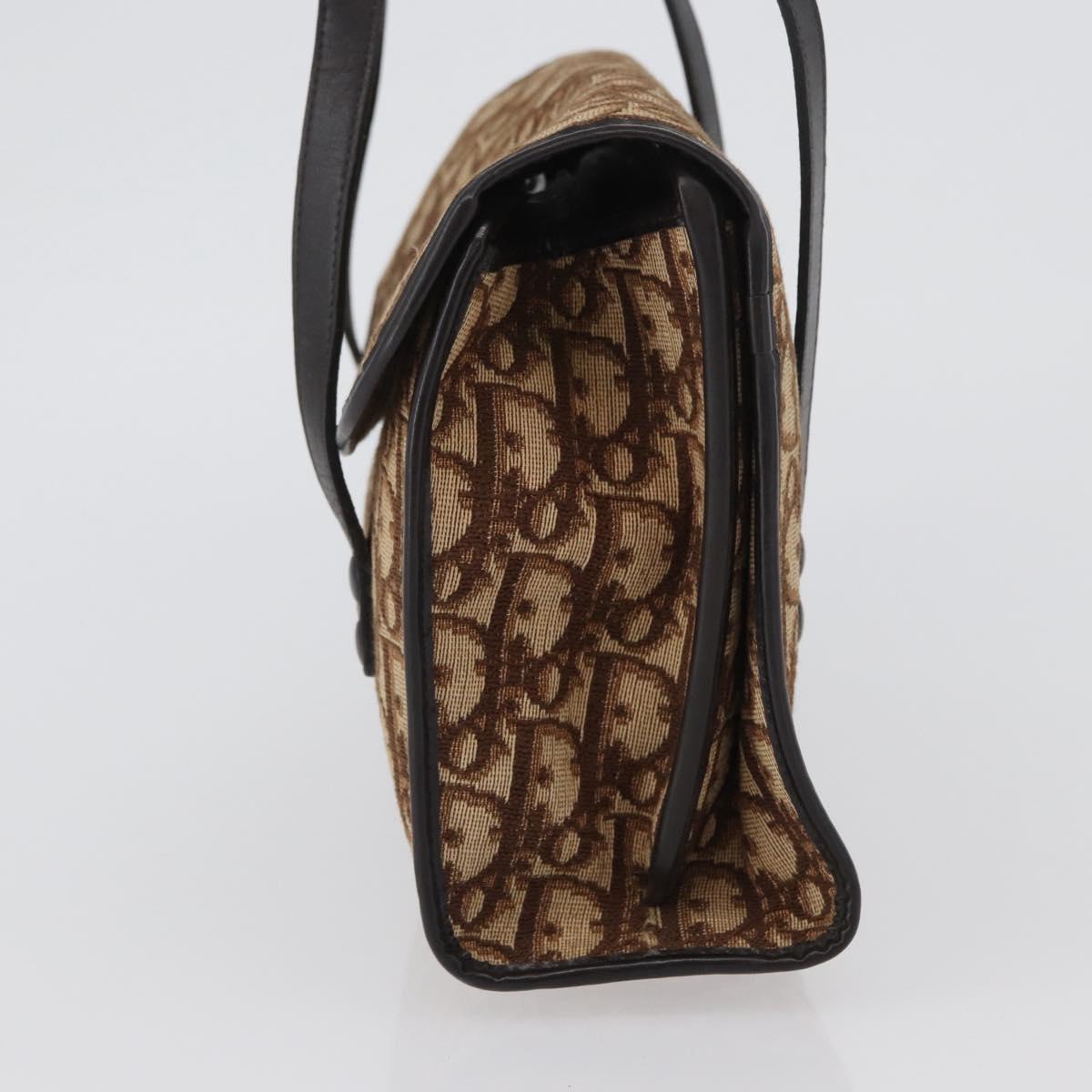 Christian Dior Trotter Canvas Hand Bag Beige Gold Auth 172728