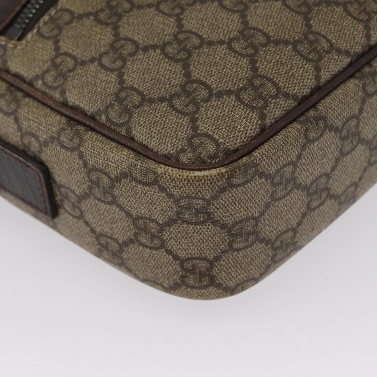 GUCCI GG Supreme Shoulder Bag PVC Beige Silver 114291 Auth 172729