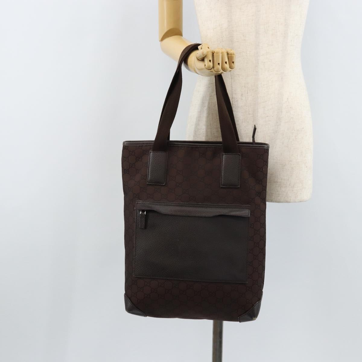 GUCCI GG Canvas Tote Bag Brown Silver 180450 Auth 172731