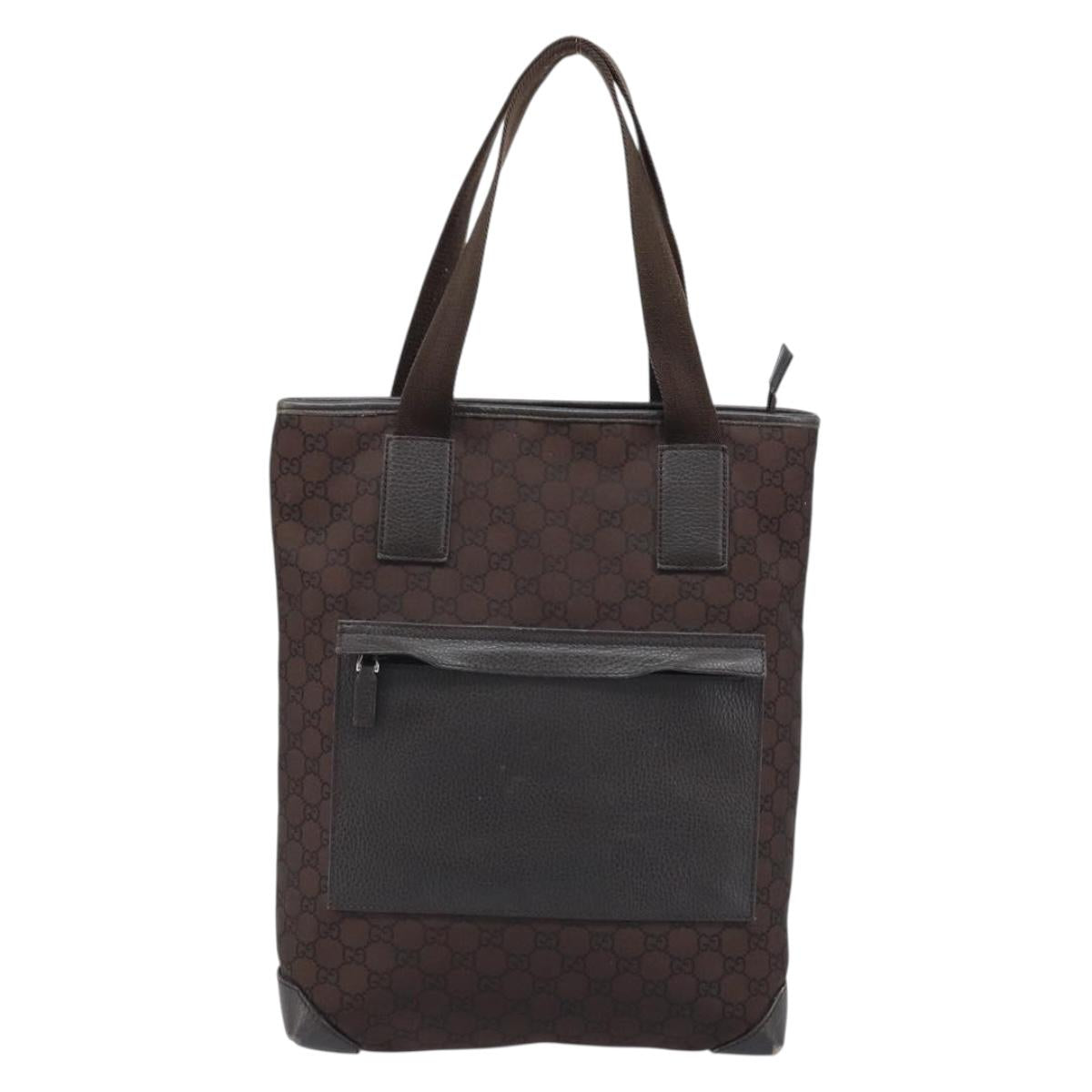 GUCCI GG Canvas Tote Bag Brown Silver 180450 Auth 172731