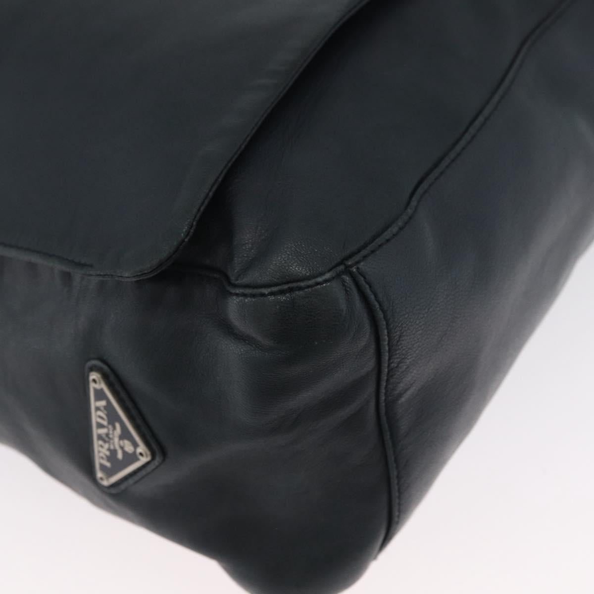 PRADA Plastic Chain Shoulder Bag Leather Black Auth 172733