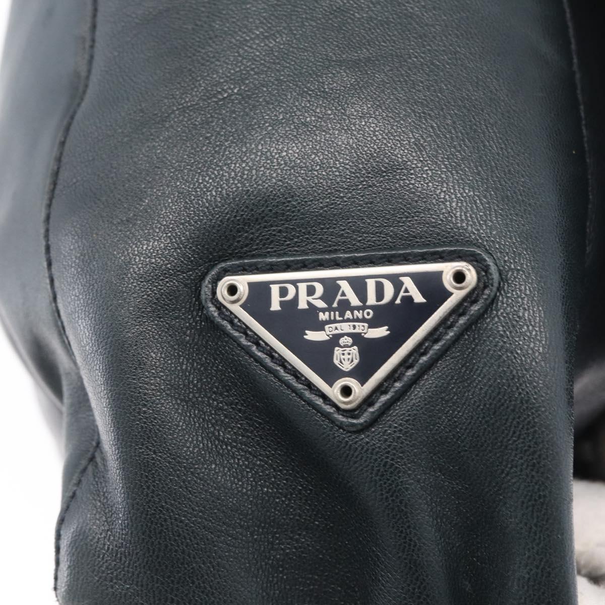 PRADA Plastic Chain Shoulder Bag Leather Black Auth 172733