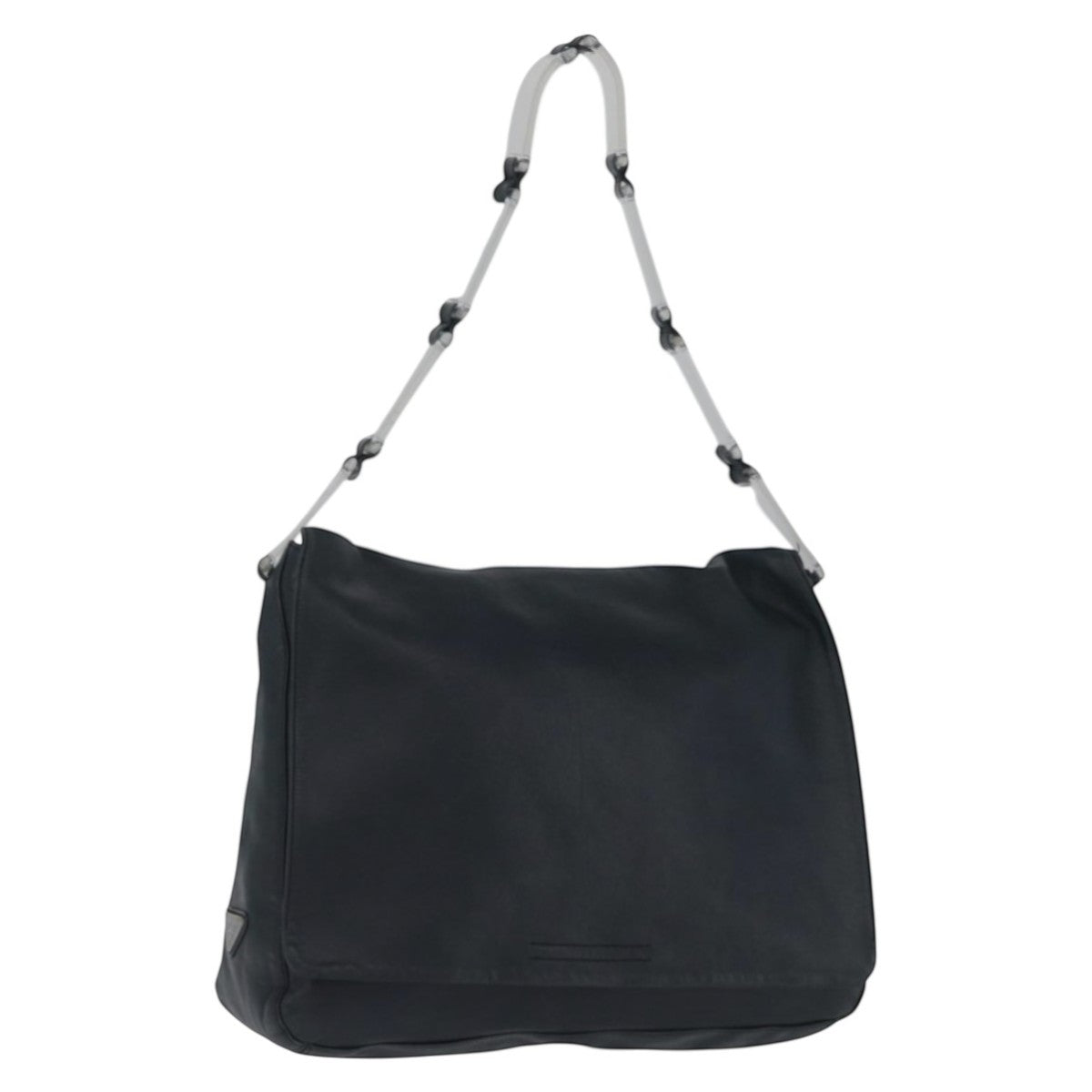 PRADA Plastic Chain Shoulder Bag Leather Black Auth 172733