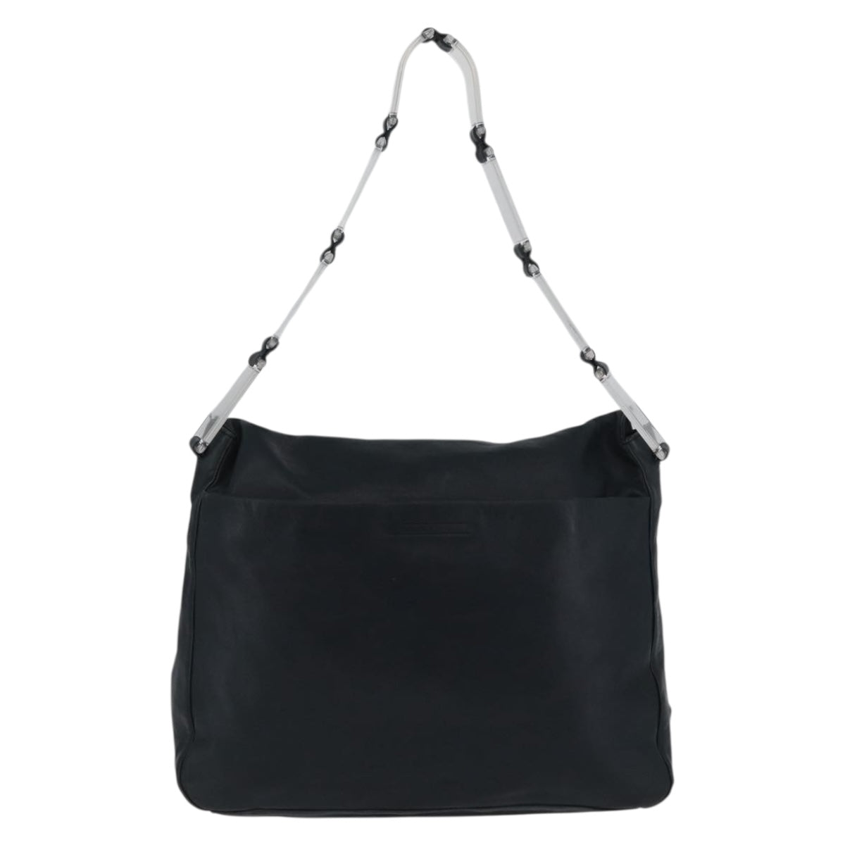 PRADA Plastic Chain Shoulder Bag Leather Black Auth 172733
