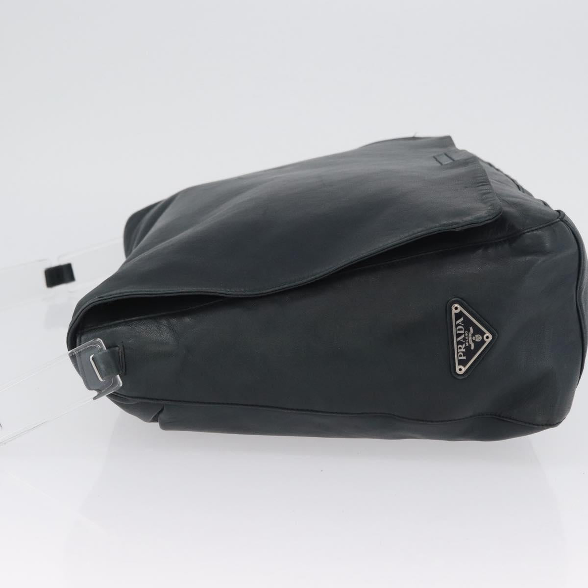 PRADA Plastic Chain Shoulder Bag Leather Black Auth 172733
