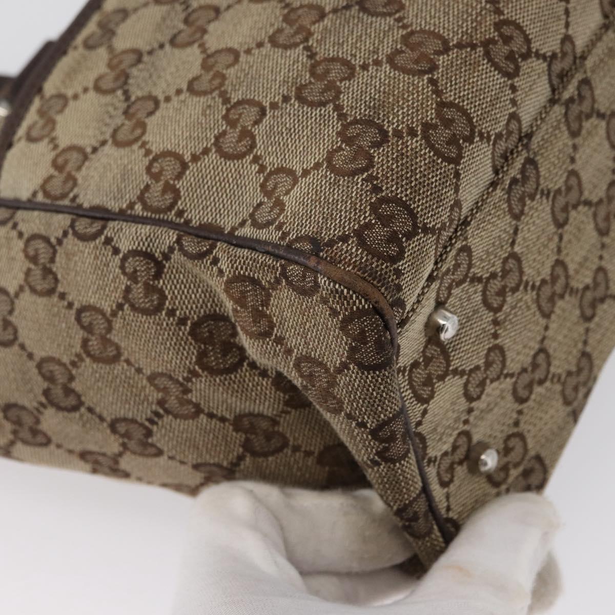 GUCCI GG Canvas Web Sherry Line Tote Bag Beige Silver 145810 Auth 172745