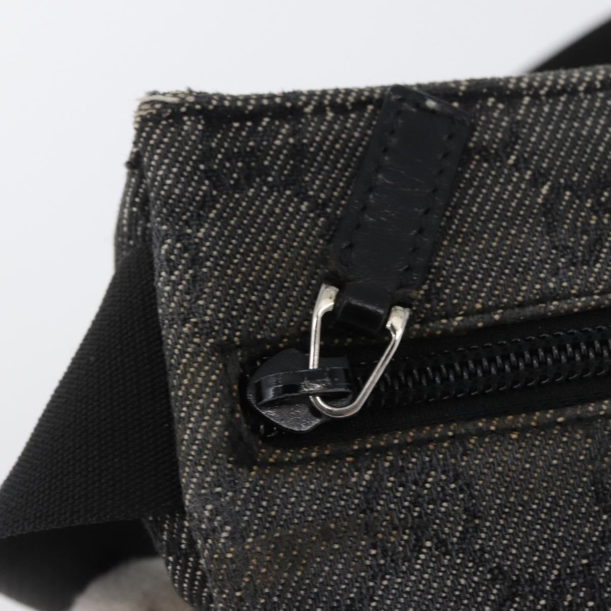 GUCCI GG Canvas Waist bag Black Silver 28566 Auth 172746
