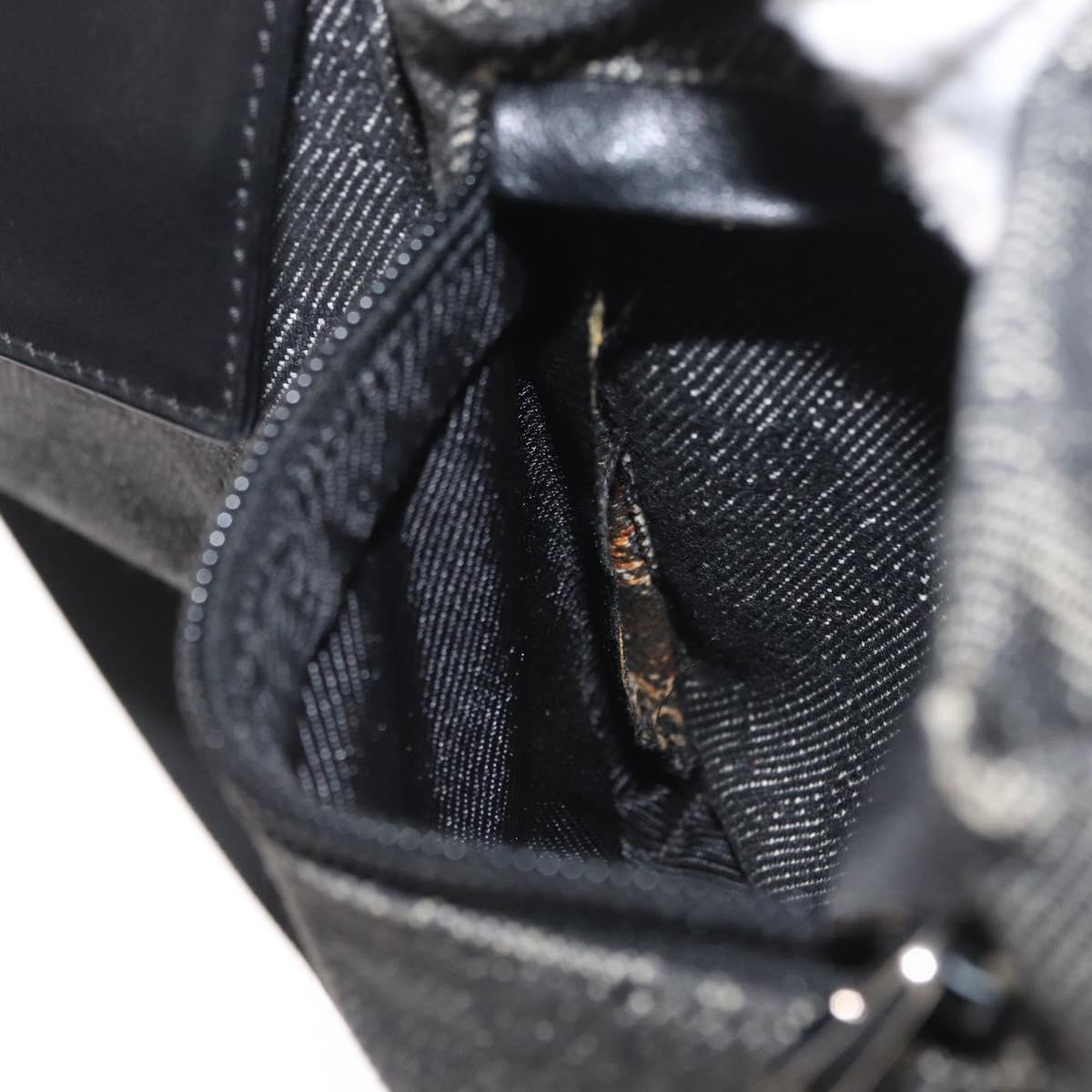 GUCCI GG Canvas Waist bag Black Silver 28566 Auth 172746