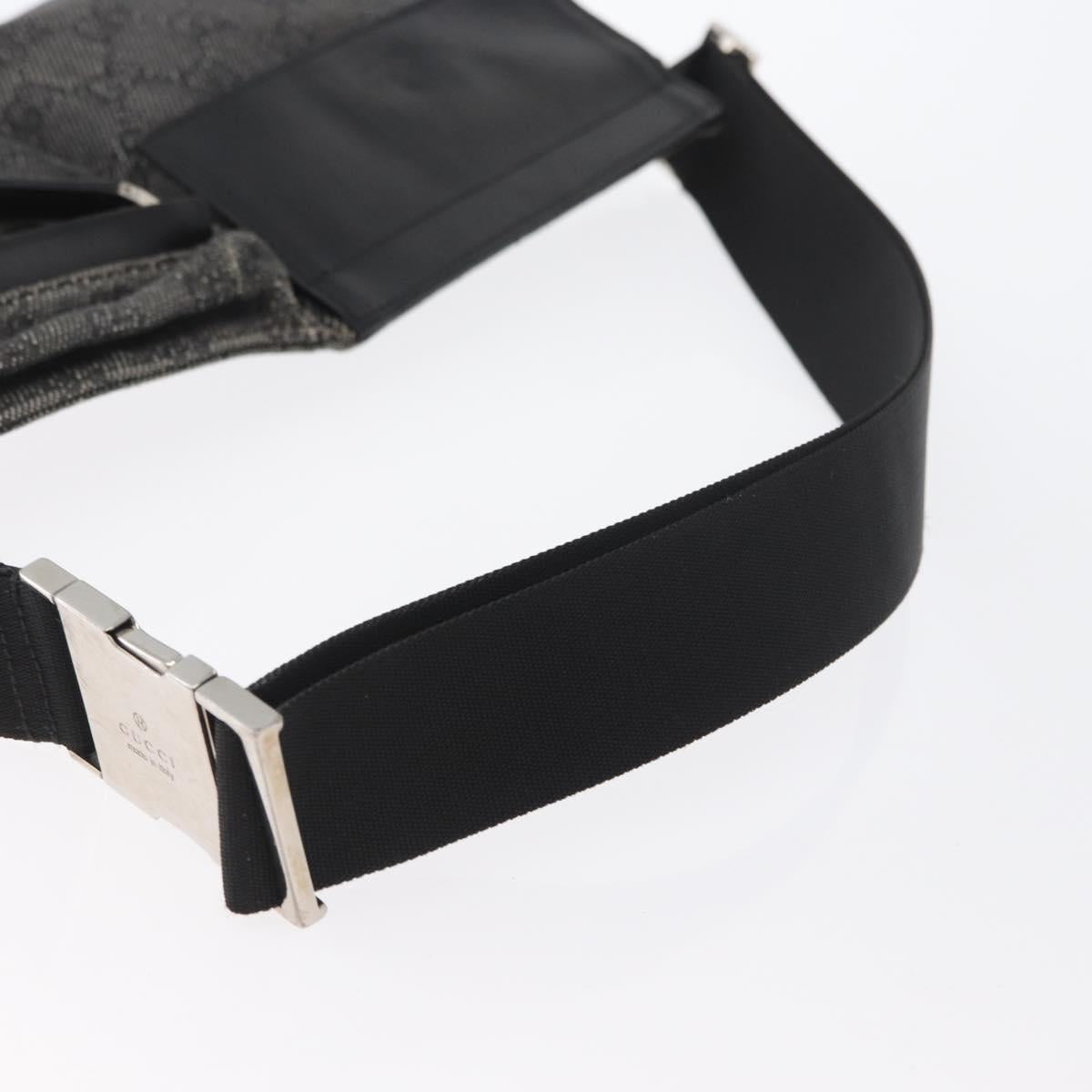 GUCCI GG Canvas Waist bag Black Silver 28566 Auth 172746