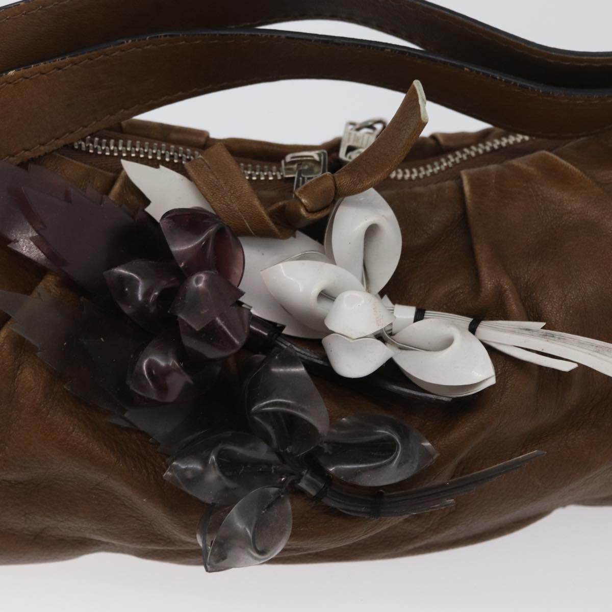 Chloe Shoulder Bag Leather Brown Silver Auth 172747