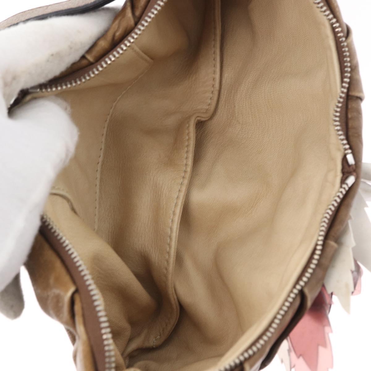 Chloe Shoulder Bag Leather Brown Silver Auth 172747