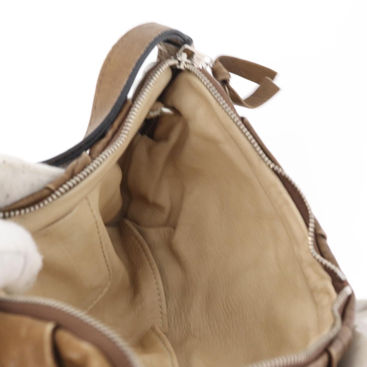 Chloe Shoulder Bag Leather Brown Silver Auth 172747