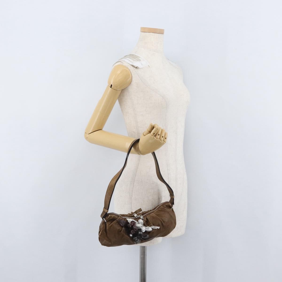 Chloe Shoulder Bag Leather Brown Silver Auth 172747