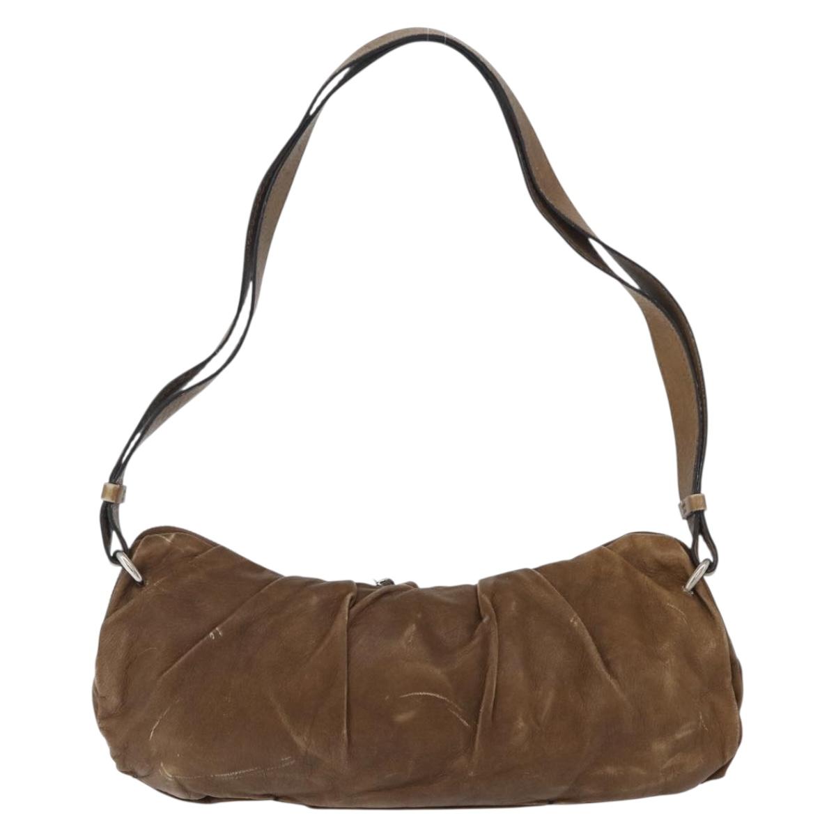 Chloe Shoulder Bag Leather Brown Silver Auth 172747
