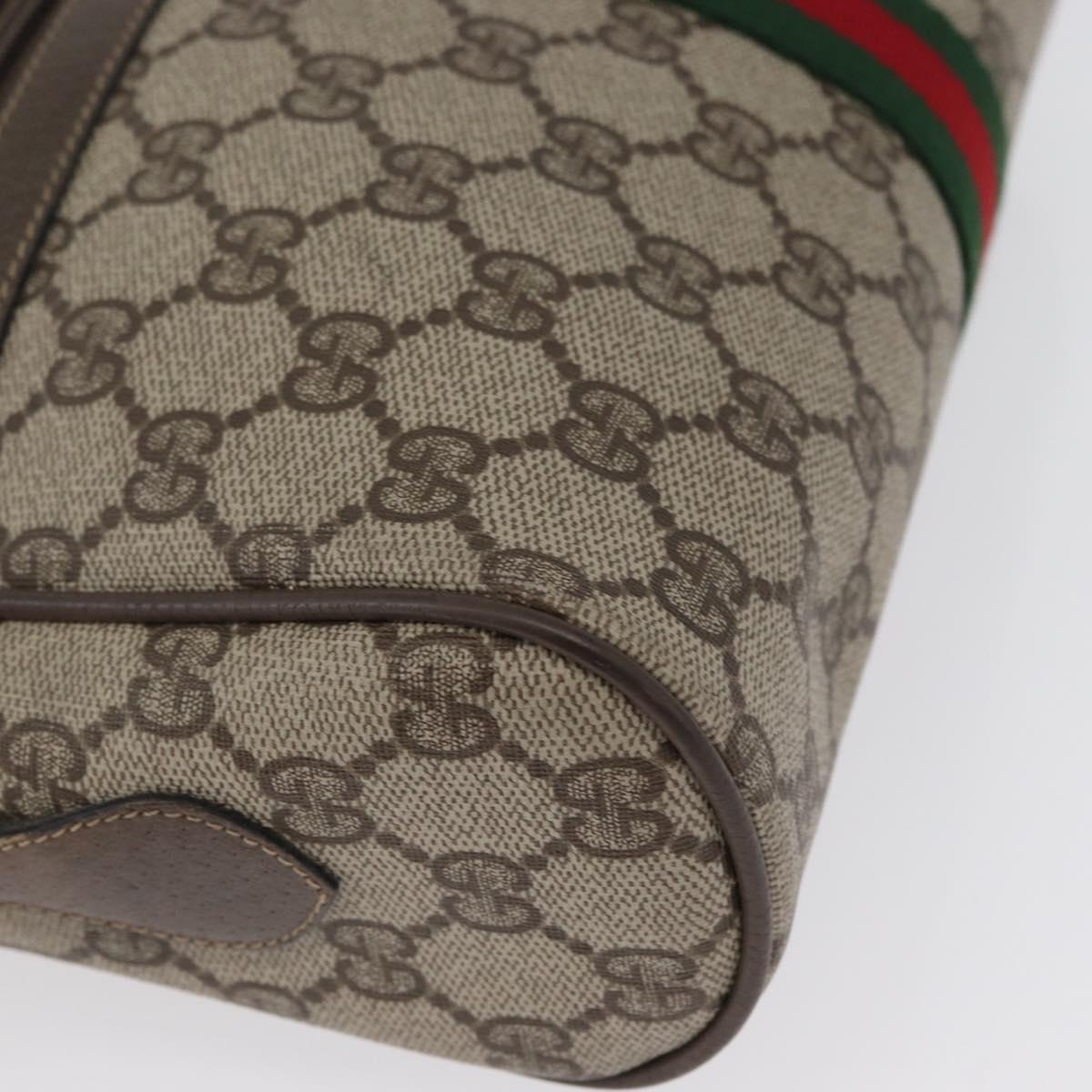 GUCCI GG Supreme Web Sherry Line Bag PVC Beige Red 68 02 005 Auth 172748