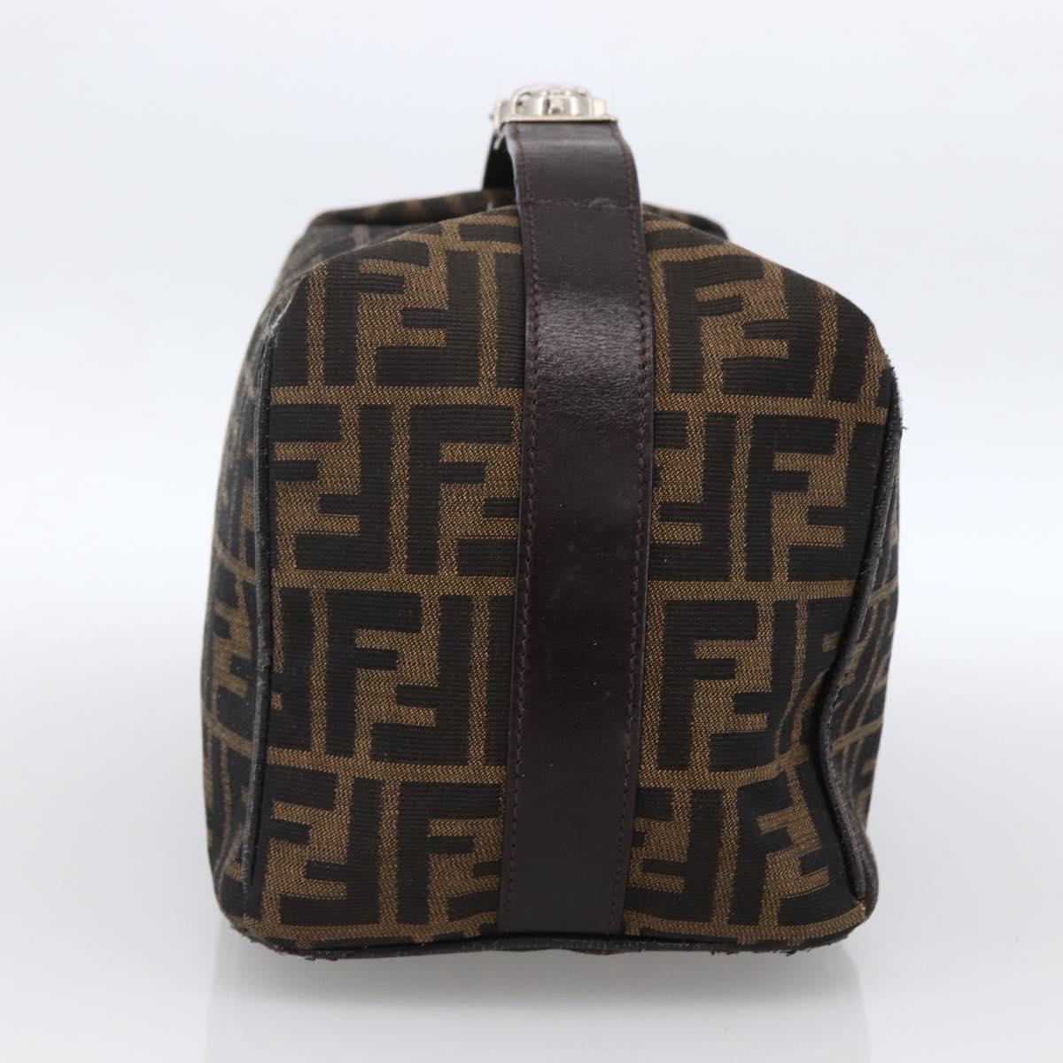 FENDI Zucca Canvas Hand Bag Black Brown Auth 172749