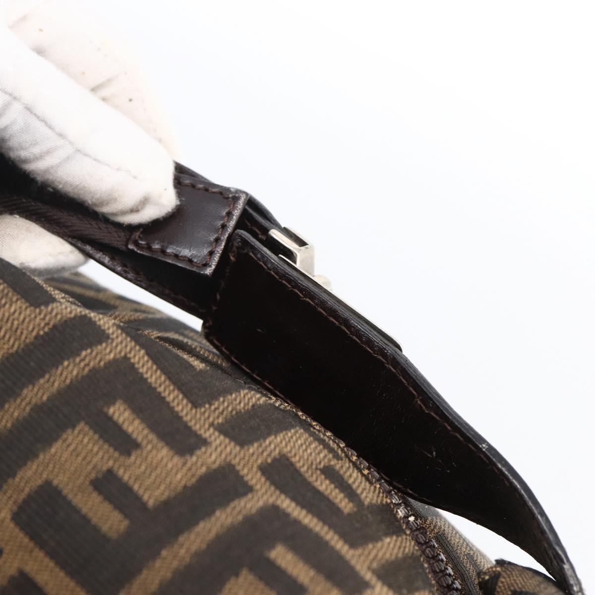 FENDI Zucca Canvas Hand Bag Black Brown Auth 172749