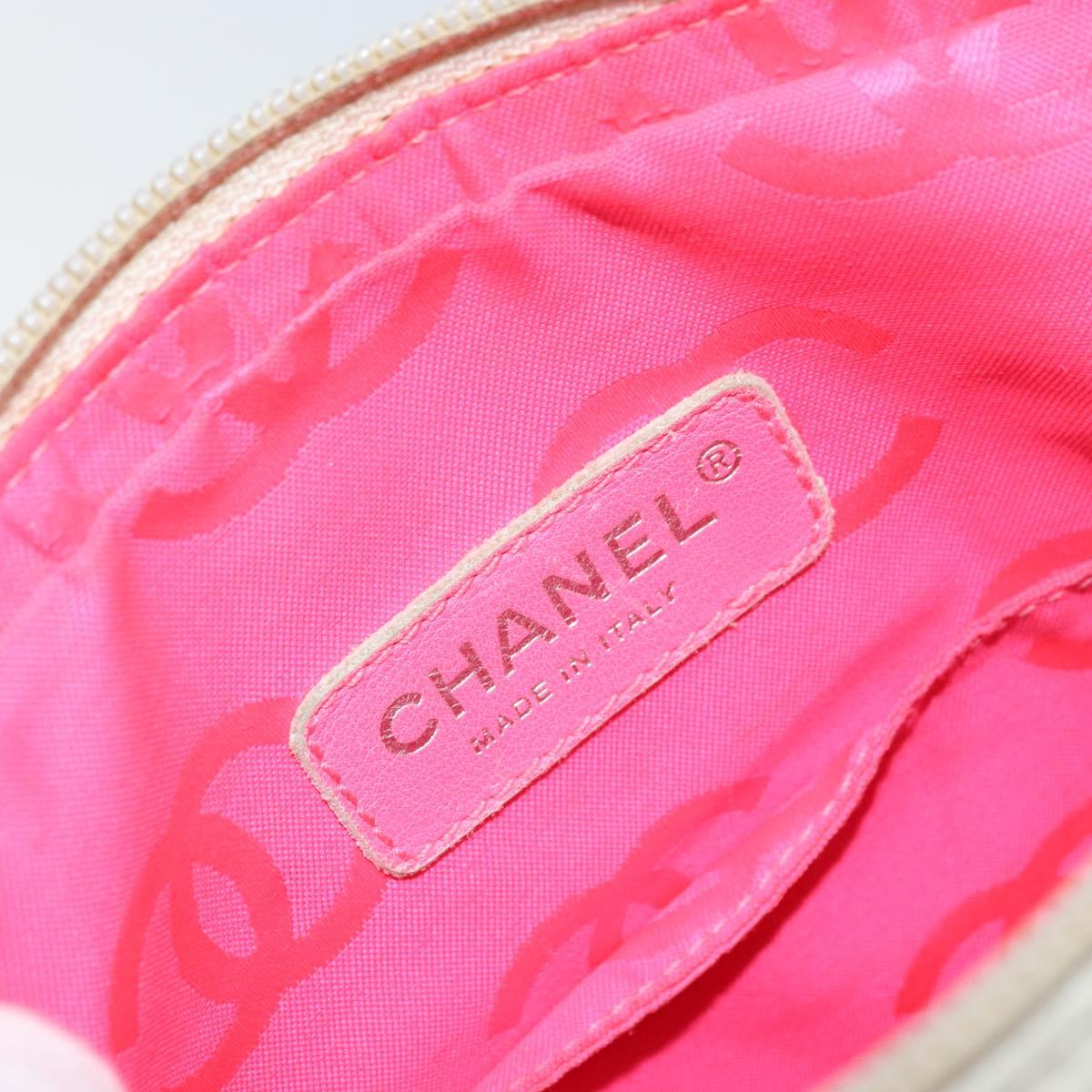 CHANEL Cambon Line Shoulder Bag Lamb Skin White Black CC Auth 172750