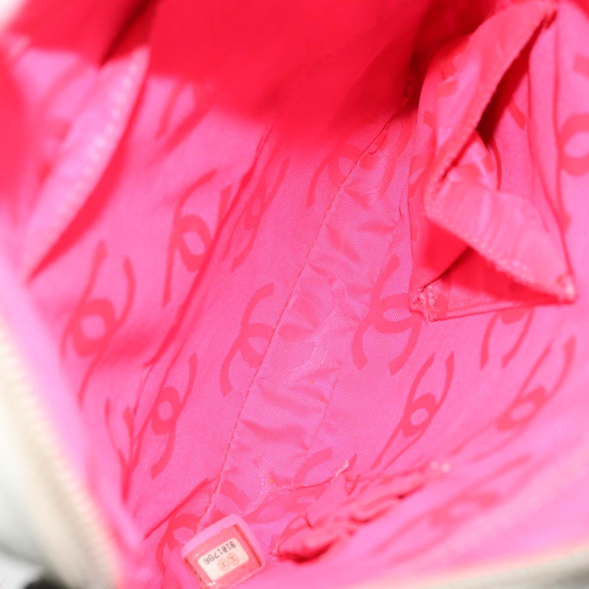 CHANEL Cambon Line Shoulder Bag Lamb Skin White Black CC Auth 172750