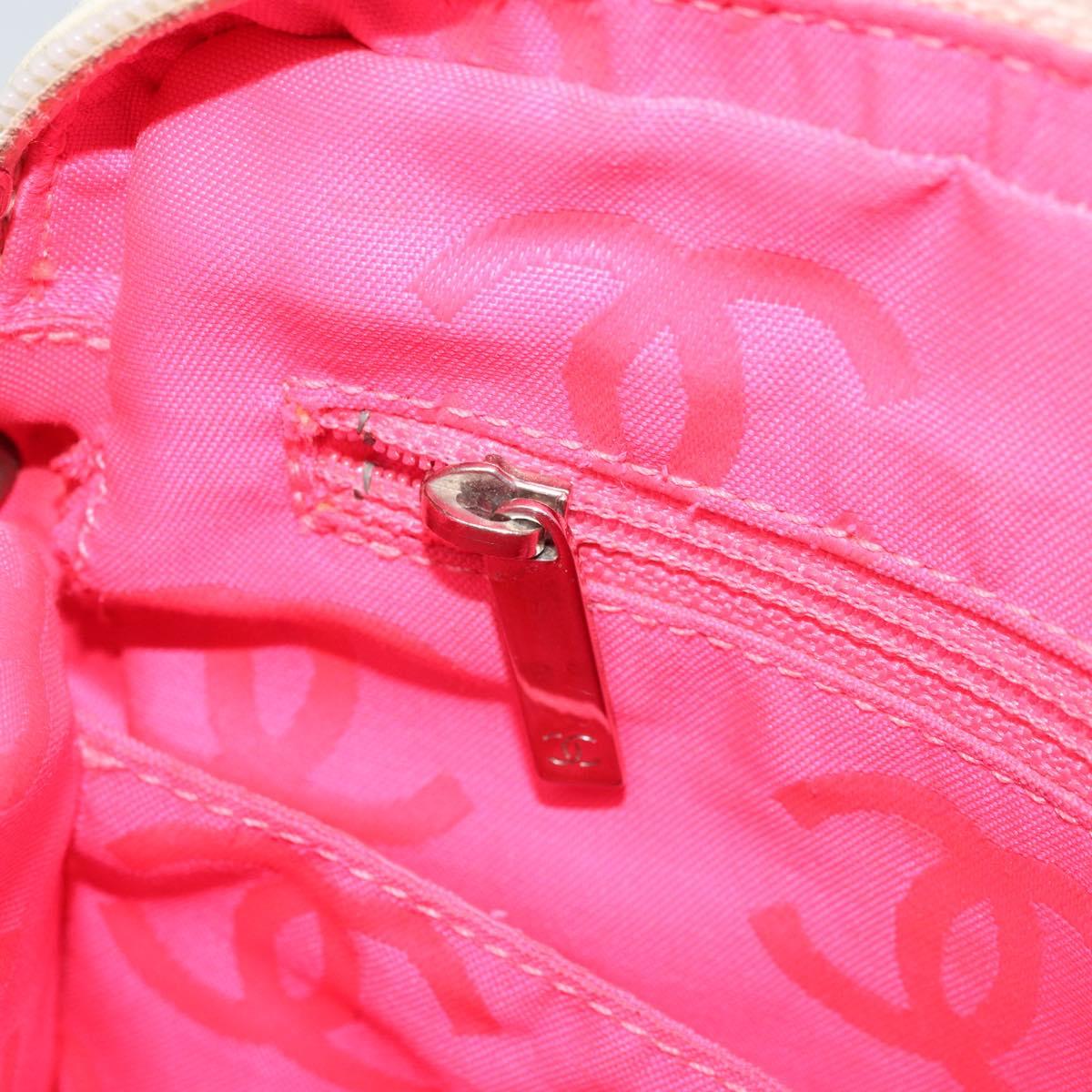 CHANEL Cambon Line Shoulder Bag Lamb Skin White Black CC Auth 172750