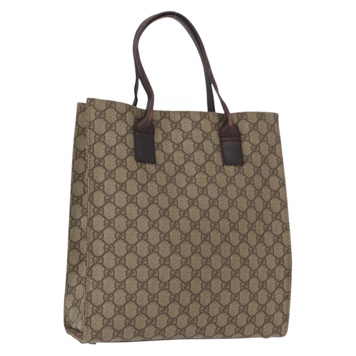 GUCCI GG Supreme Tote Bag PVC Beige 91249 Auth 172761