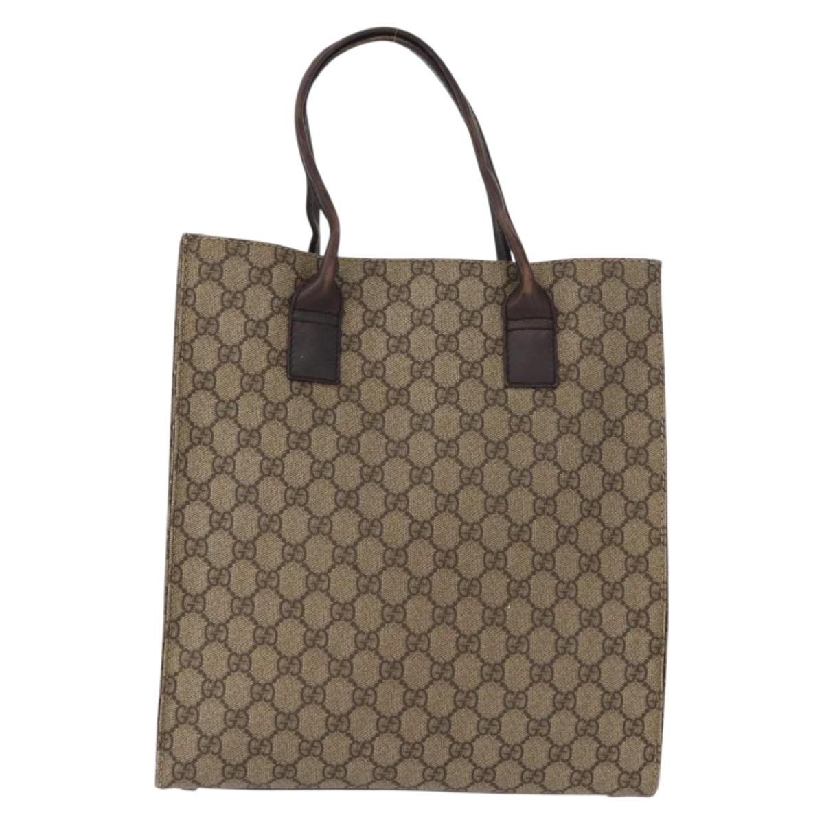 GUCCI GG Supreme Tote Bag PVC Beige 91249 Auth 172761