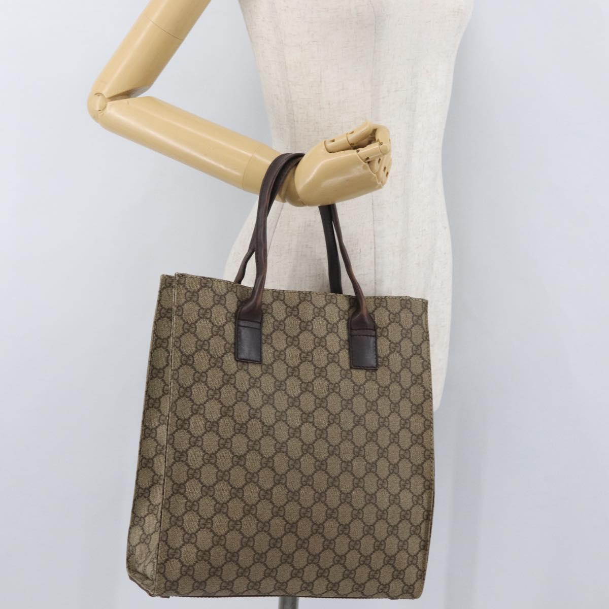 GUCCI GG Supreme Tote Bag PVC Beige 91249 Auth 172761