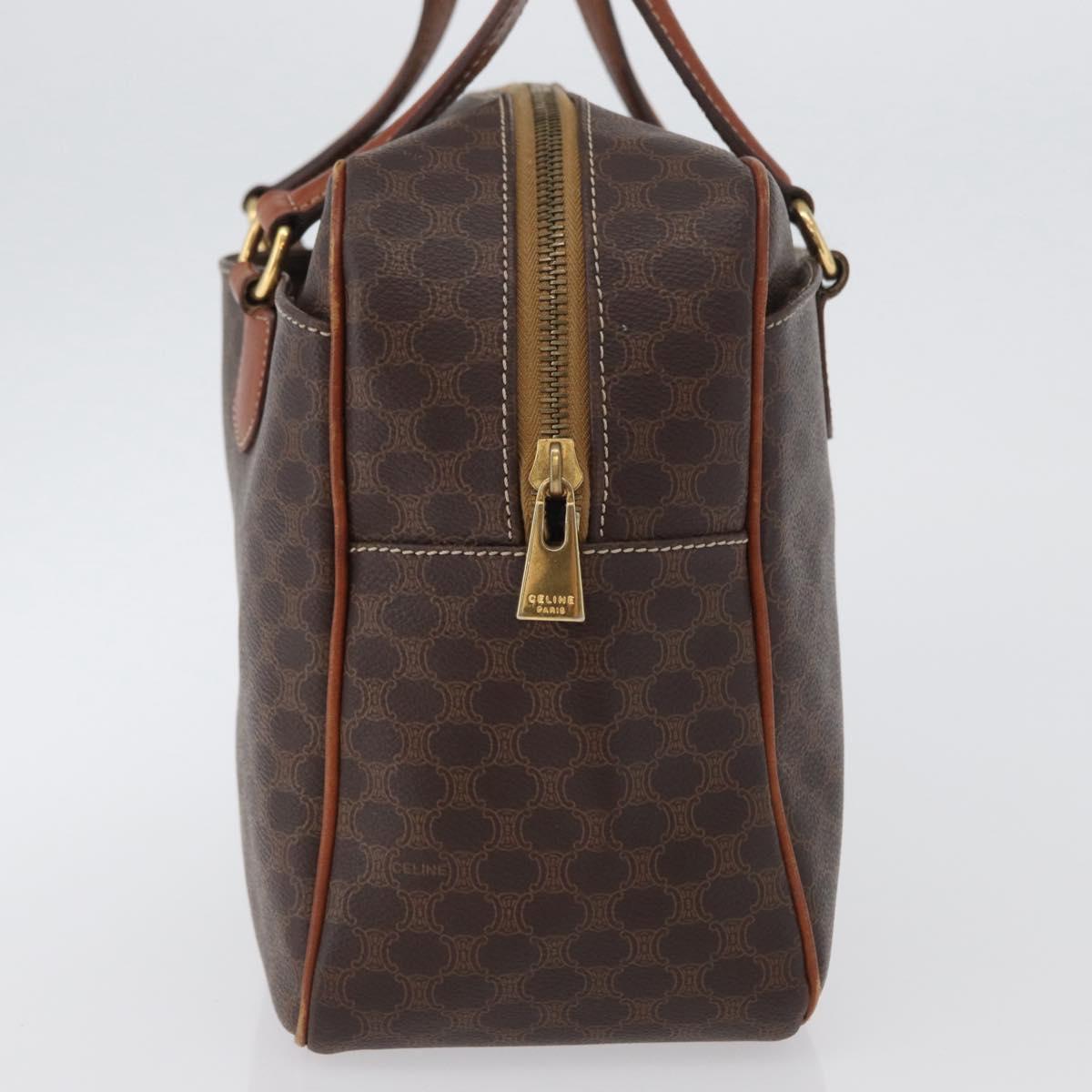 CELINE Macadam Canvas Hand Bag PVC Leather Brown Gold Auth 172767