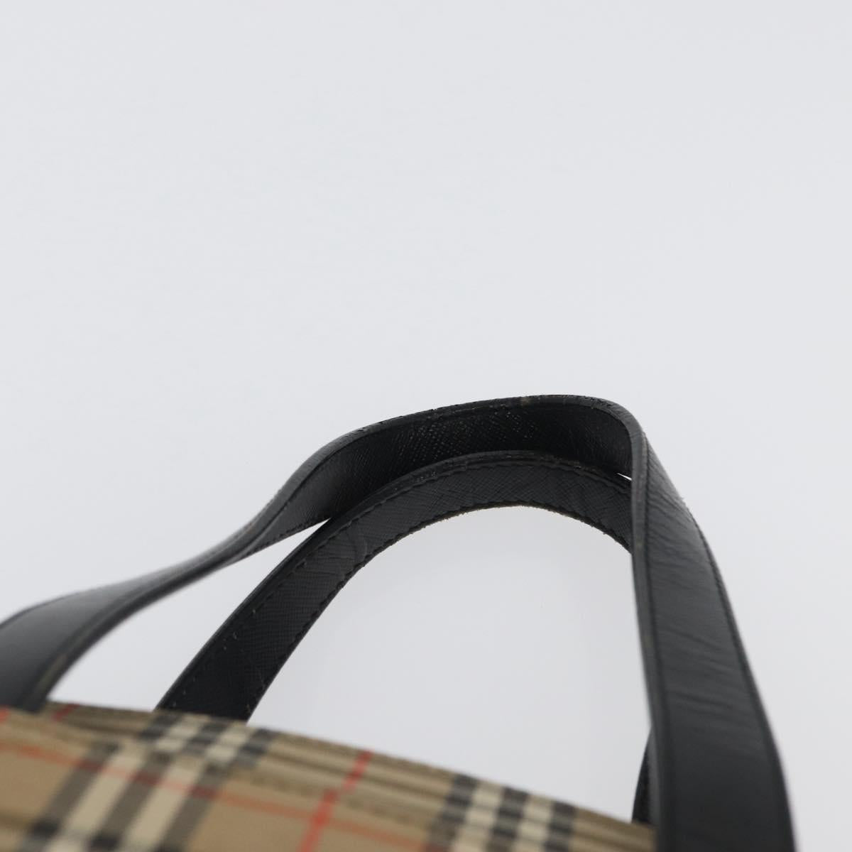 BURBERRY Nova Check Hand Bag Canvas Beige Gold Auth 172768