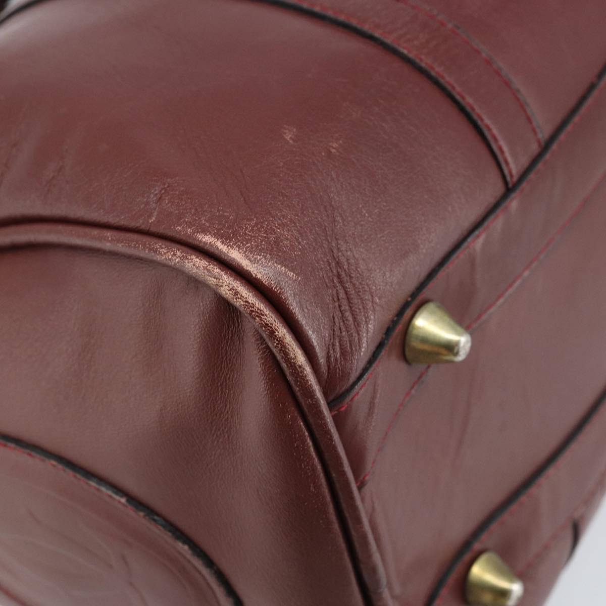 CARTIER Must Line Hand Bag Leather Bordeaux Gold Auth 172770
