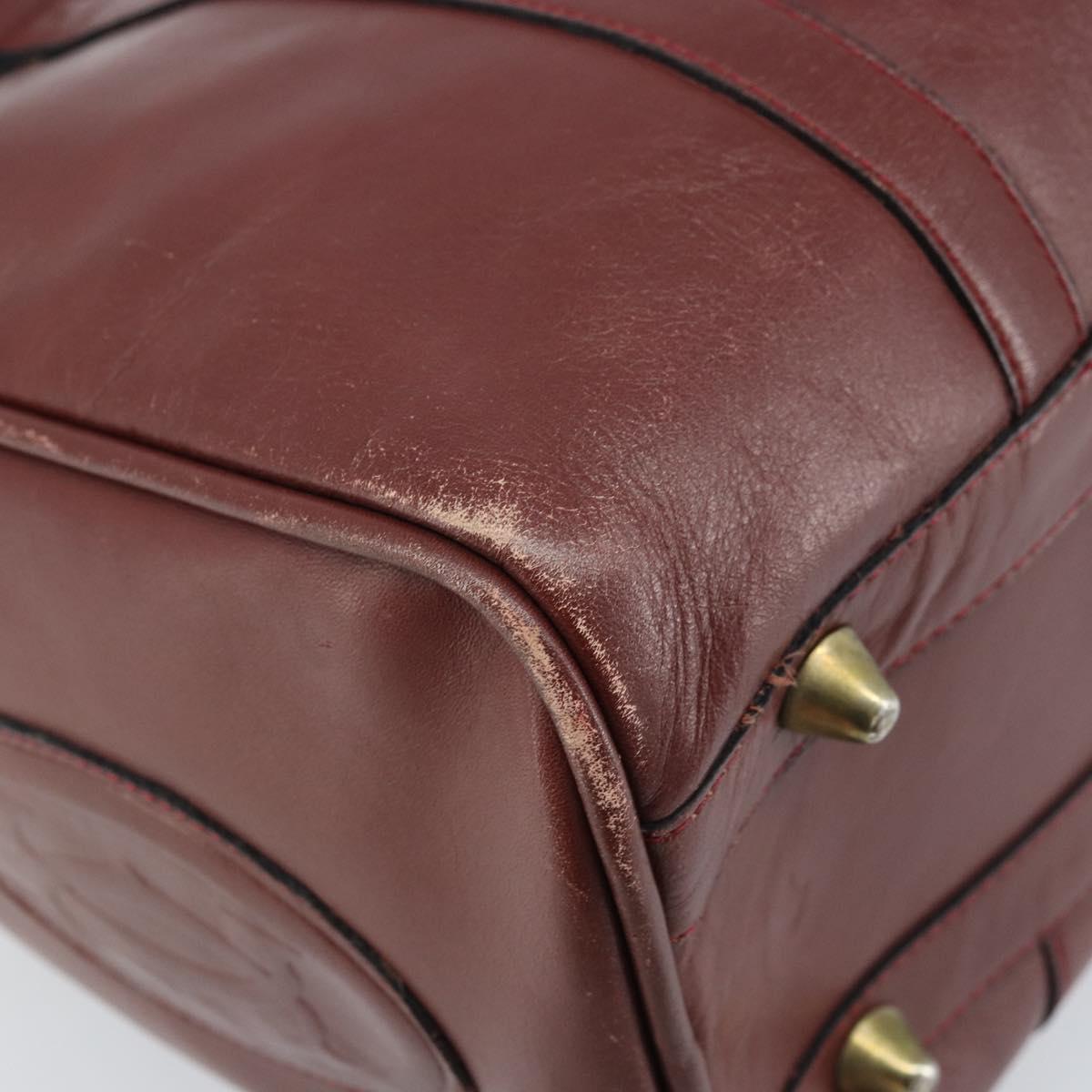 CARTIER Must Line Hand Bag Leather Bordeaux Gold Auth 172770