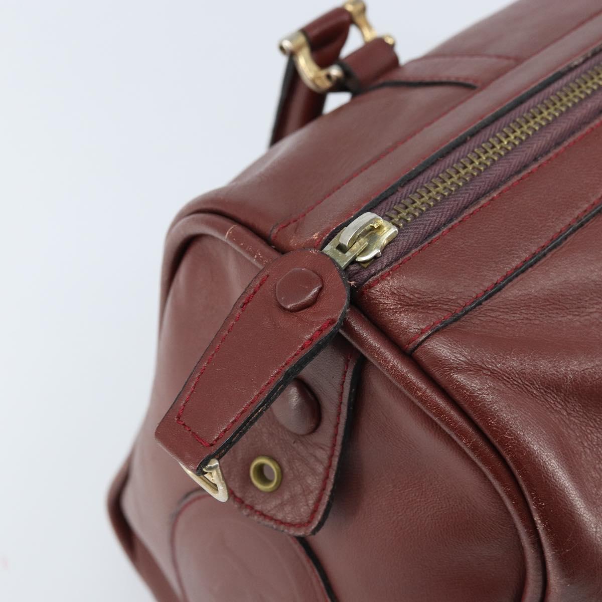CARTIER Must Line Hand Bag Leather Bordeaux Gold Auth 172770