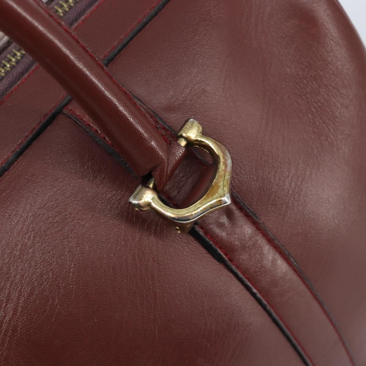 CARTIER Must Line Hand Bag Leather Bordeaux Gold Auth 172770