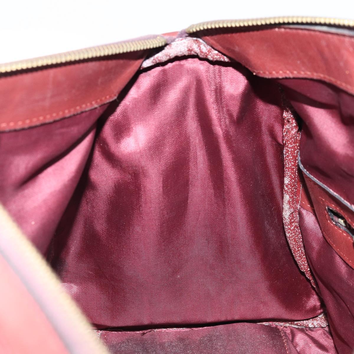 CARTIER Must Line Hand Bag Leather Bordeaux Gold Auth 172770