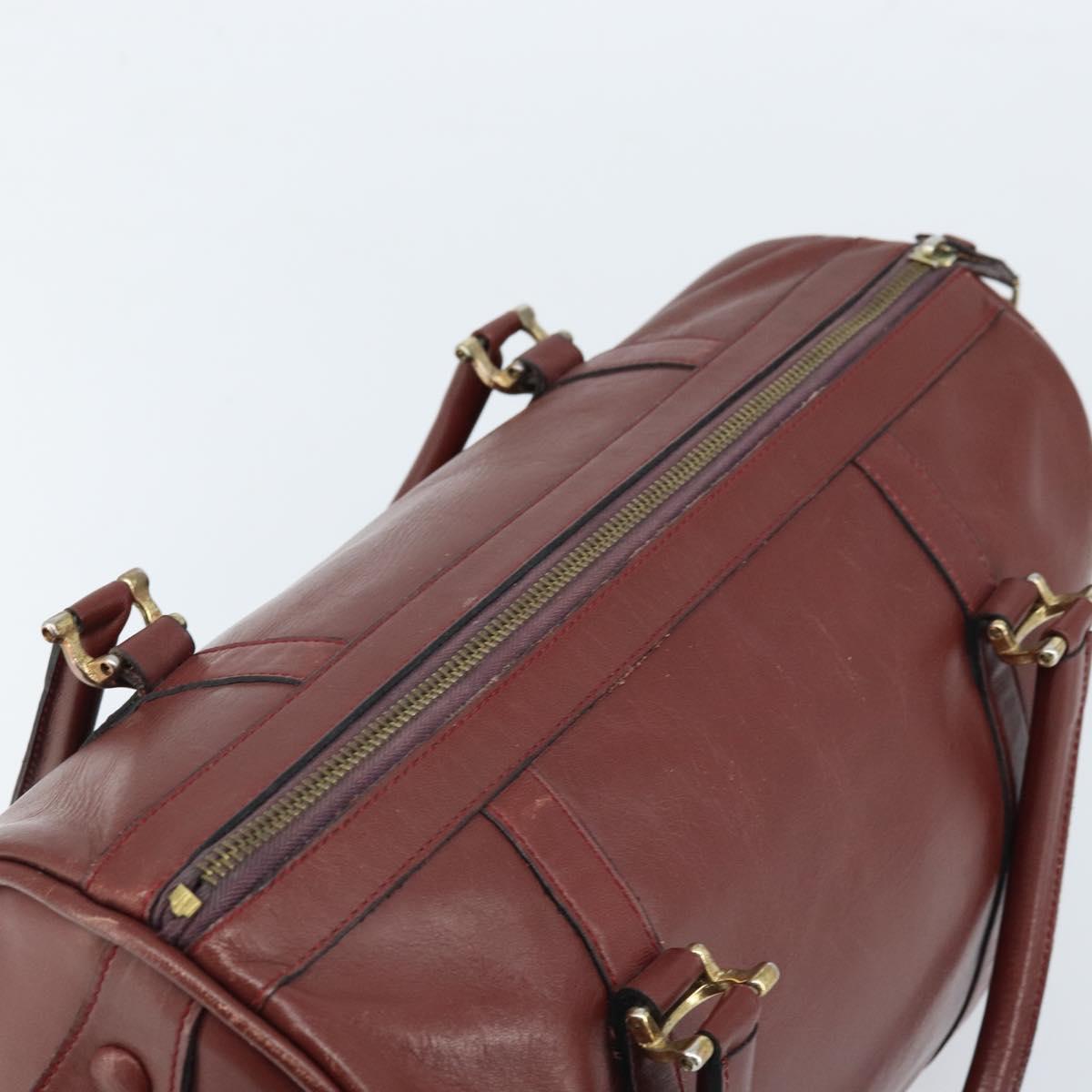 CARTIER Must Line Hand Bag Leather Bordeaux Gold Auth 172770