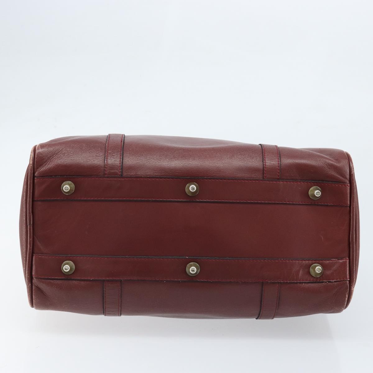 CARTIER Must Line Hand Bag Leather Bordeaux Gold Auth 172770